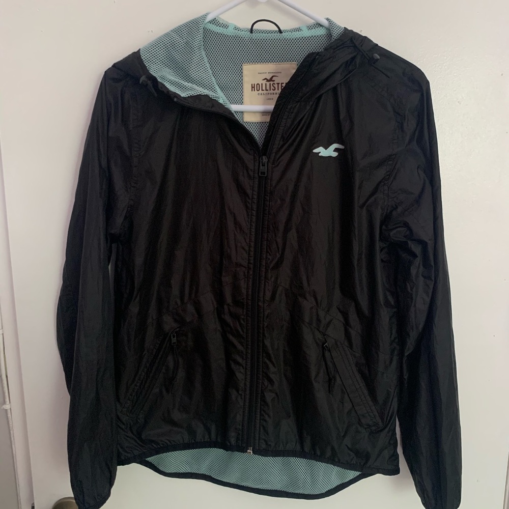 Black and Blue Hollister windbreaker